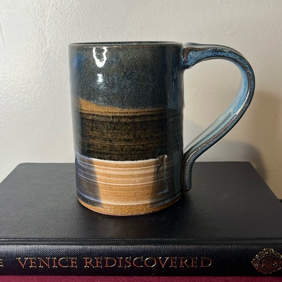 Lee Segal Hand Thrown Earth Tone Color Block Art Pottery Stein Mug Signed - Picture 1 of 6